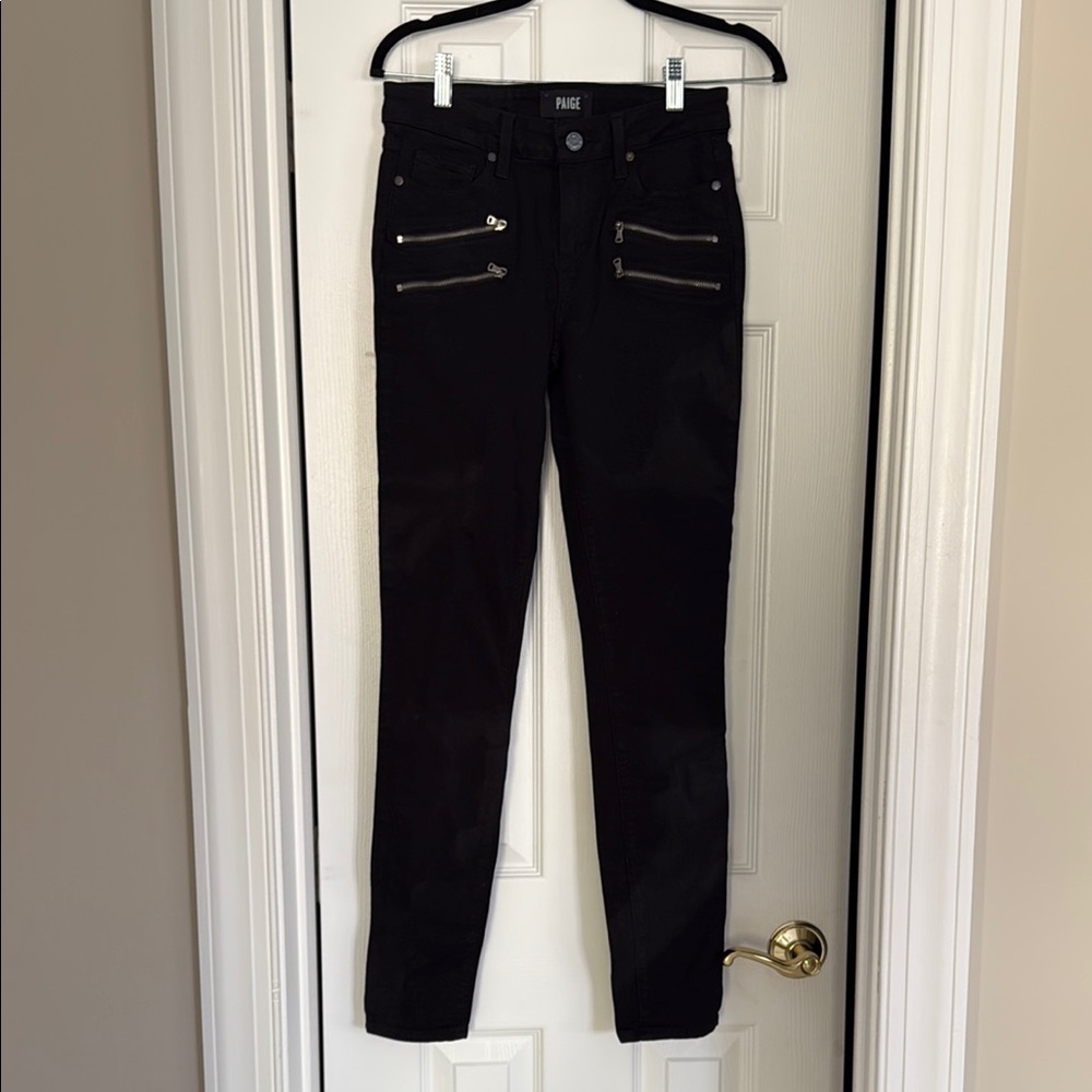 Paige Black Skinny Jeans with Zipper Details